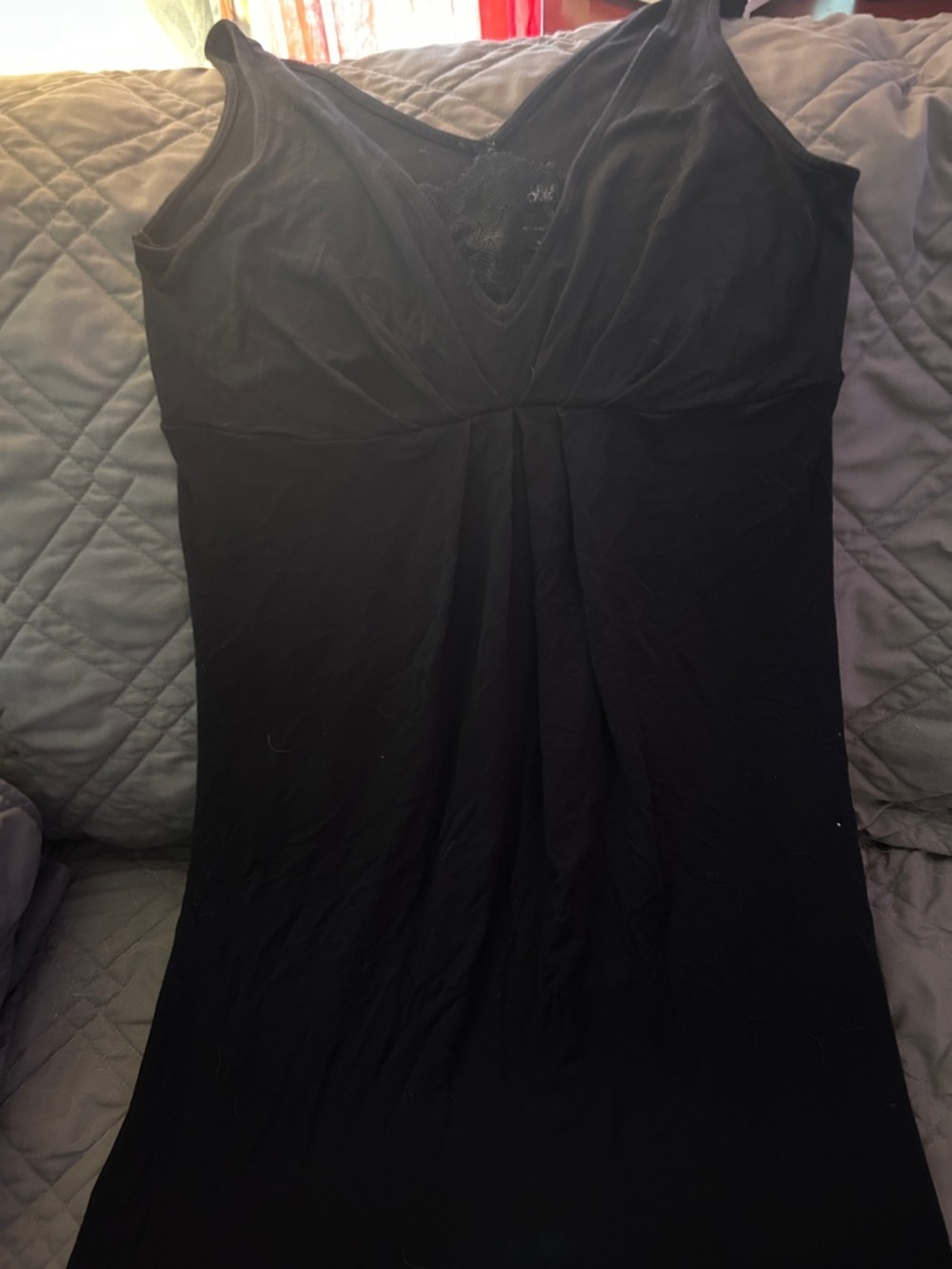Black Women's Sleep Slip with V-Neck